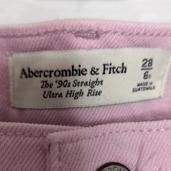 Abercrombie & Fitch Orchid Pink Ultra High Rise 90s Straight Jean Size 6 Short - Picture 3 of 7